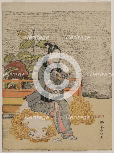 Youth Representing Monju, God of Wisdom on a Lion, c. 1767. Creator: Suzuki Harunobu (Japanese, 1724-1770).