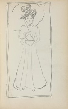 Italian Sketchbook: Standing woman with parasol (page 233), 1898-1899. Creator: Maurice Prendergast (American, 1858-1924).