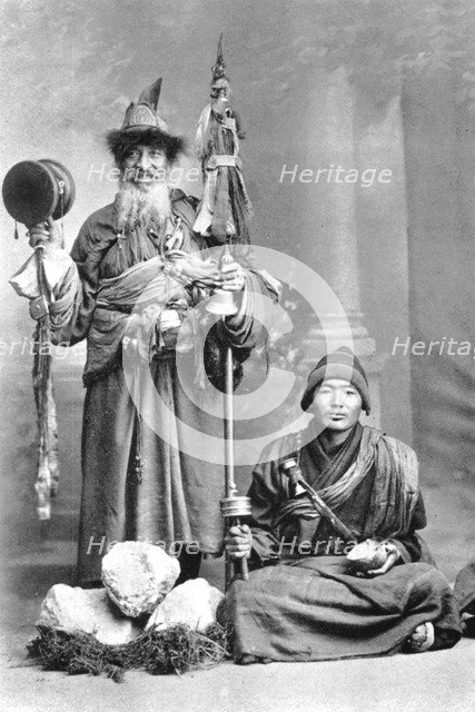 Tibetan mendicants, c1910. Artist: Unknown