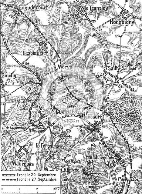 'Terrain de l'operation combinee franco-britannique de part et d'autre de Combles', 1916. Creator: Unknown.