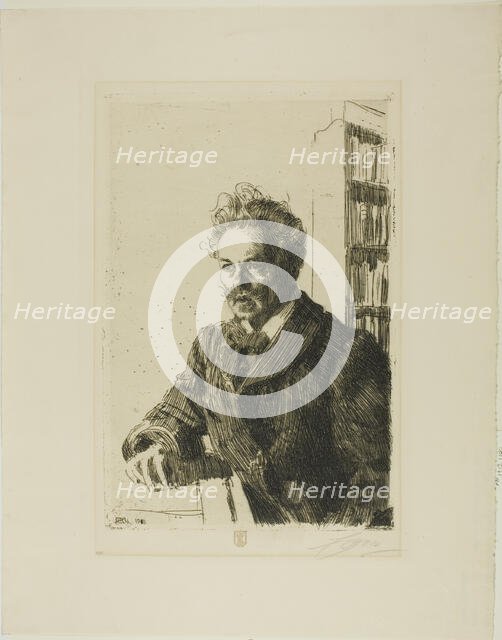 August Strindberg, 1910. Creator: Anders Leonard Zorn.