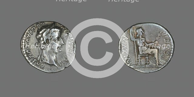 Denarius (Coin) Portraying Emperor Augustus, 14-37. Creator: Unknown.