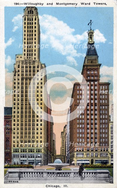 Willoughby and Montgomery Ward Towers, Chicago, Illinois, USA, 1934. Artist: Unknown