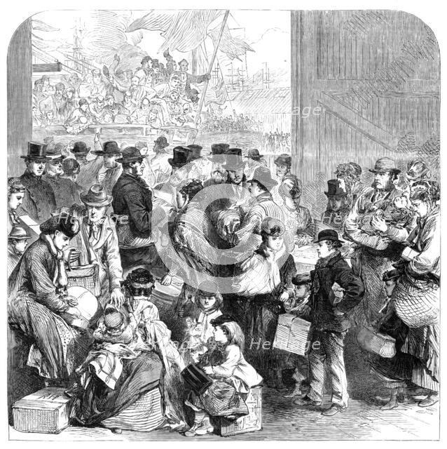 Emigrants by the ship Ganges departing for Canada, 1870. Creator: Unknown.