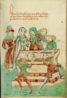 Burial Scene; Barlaam und Josaphat, 1469. Creators: Hans Schilling, Diebolt Lauber.