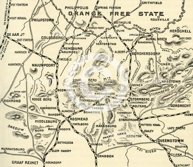 'Map Illustrating the Operations on the Orange River', 1900. Creator: Unknown.