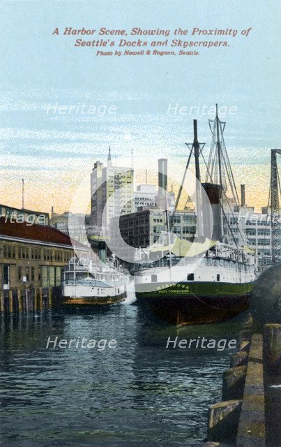 Scene in Seattle harbour, Washington, USA, 1911. Artist: Unknown