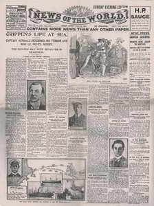 'Crippen's Life at Sea', front page of the "News of the World", 31 July 1910. Creator: Unknown.