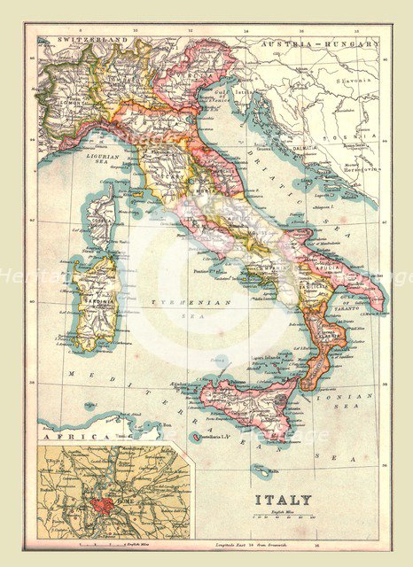 Map of Italy, 1902.  Creator: Unknown.