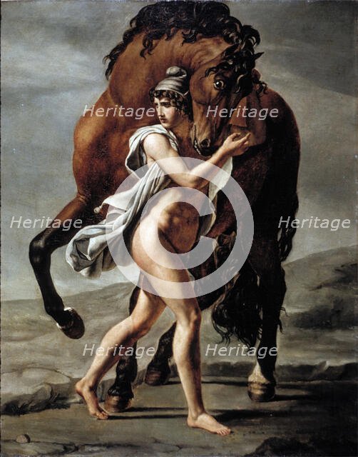 Roman Youth with Horse, 1824. Creator: Workshop of Jacques Louis David.
