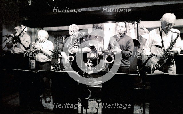 Mark Nightingale, Henry Lowther, Alex Garnett and Alan Stuart, Watermill, Dorking, Surrey, 2000. Artist: Brian O'Connor