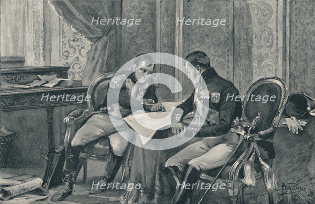 'Napoleon and Alexander at Tilsit Studying The Map of Europe', 1807, (1896). Artist: Unknown.
