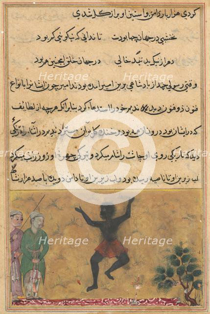 Page from Tales of a Parrot (Tuti-nama): Twenty-second night: The court jester…, c. 1560. Creator: Unknown.