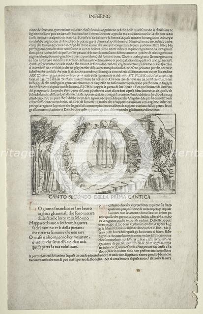 Dante and Virgil with the Vision of Beatrice, c. 1481-1485. Creator: Baccio Baldini (Italian, c. 1436-1487), attributed to.