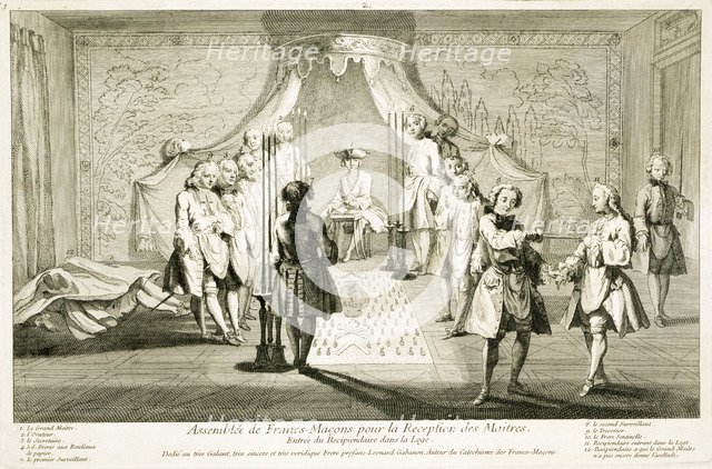 Assembly of Freemasons for the initiation of a Master, c1733. Artist: Unknown