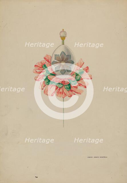 Cascarone (eggshell) Stick Pin, c. 1940. Creator: Harry Mann Waddell.