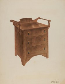 Walnut Wash Stand, c. 1941. Creator: Harry King.