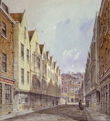 View of Great Winchester Street with Winchester Place visible in the distance, London, 1839.         Artist: Robert Blemmell Schnebbelie