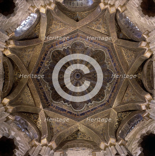 Dome of the Mihrab of the Mosque of Cordoba, coated in fine Byzantine mosaic, built by the King A…