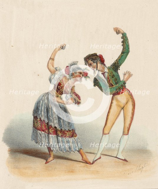 Dolores Serral and Mariano Camprubí dances the Bolero, c1840.