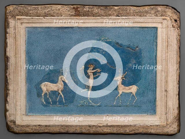 Relief Fragments Depicting a Winged Woman and Two Deer, Early 1st century. Creator: Unknown.