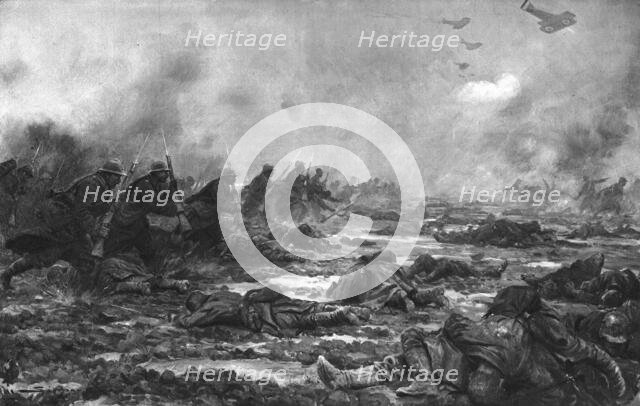 'Dans la Bataille; Une contre-attaque francaise: l'assaillant momentanement arrete..., 1918. Creator: J Simont.