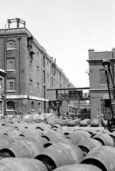 Warehouses at the Wine Gauging Ground, North Quay, London Docks, c1945-c1965. Artist: SW Rawlings