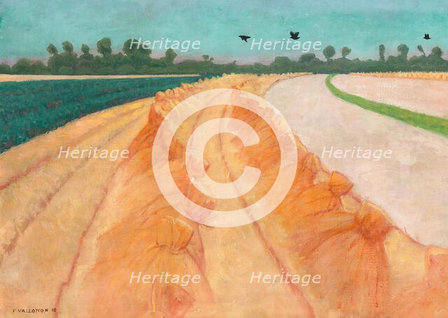 Wheat field, setting sun, 1910. Creator: Vallotton, Felix Edouard (1865-1925).