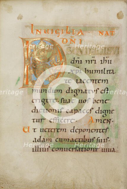 Decorated Initial D; Benedictional, about 1030-1040. Creator: Unknown.
