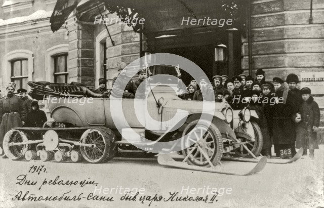 1917. Revolution Days. Snow sled car of Emperor Nicholas II of Russia, 1917.
