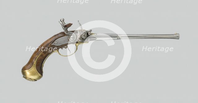 Flintlock Magazine Pistol (Lorenzoni System), Germany, About 1690. Creator:  August Wetschgin.