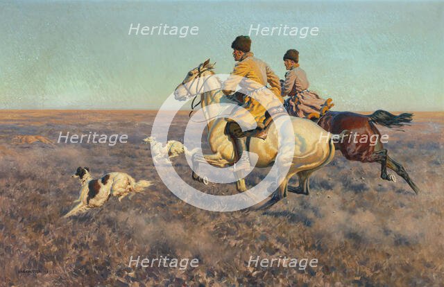 Hunting in the steppe, 1932. Creator: Ungewitter, Hugo (1869-1944).