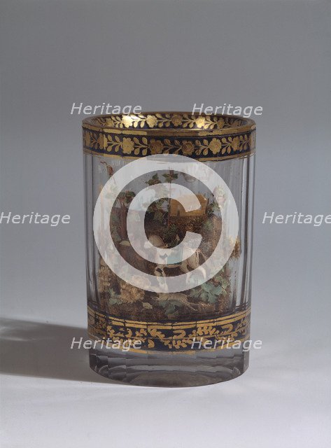 Glass with the double walls and a landscape composition, 1818. Artist: Master A. Vershinin (Early 19th century)