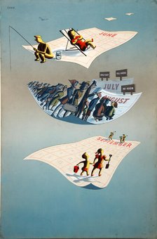 'Staggered holidays', World War II poster, c1945. Creators: Central Office of Information, Dorrit Dekk.