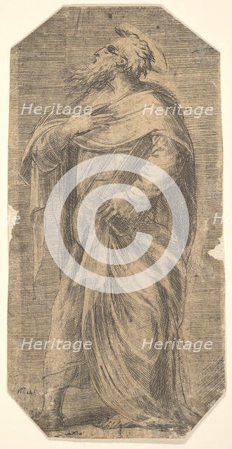 Saint Jude facing left, book under his left arm, from 'Christ and the Apostles', ca. 1548-50. Creator: Andrea Schiavone.