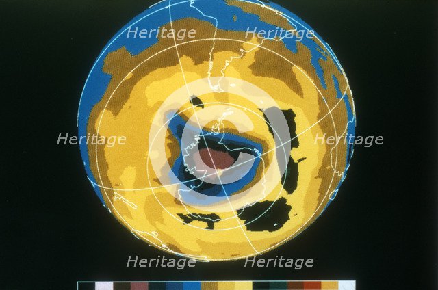False colour image of Antarctic ozone hole, 30 November 1992. Artist: Unknown