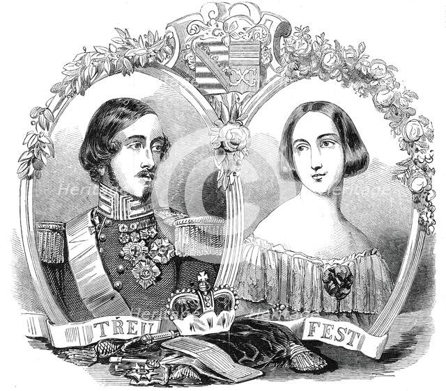 The Reigning Duke and Duchess of Saxe-Coburg-Gotha, drawn by Baugniet, 1845. Creator: Unknown.