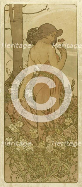 The carnation (From the Series Flowers), 1898. Creator: Mucha, Alfons Marie (1860-1939).