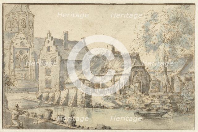 Cityscape with a large church, 1600-1699. Creator: Anon.
