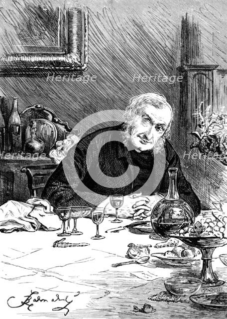 "After dinner, when the ladies had retired, he loved to recount the story of his floggings", 1881. Creator: R&E Taylor.