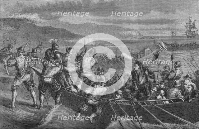'Attack on the Isle of Wight',  July 1545, (c1880). Artist: Unknown.