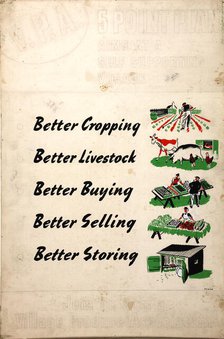 'V.P.A. 5 Point Plan aims at a self-supporting village...', WWII poster, between 1939 and 1946. Creators: Central Office of Information, Xenia.