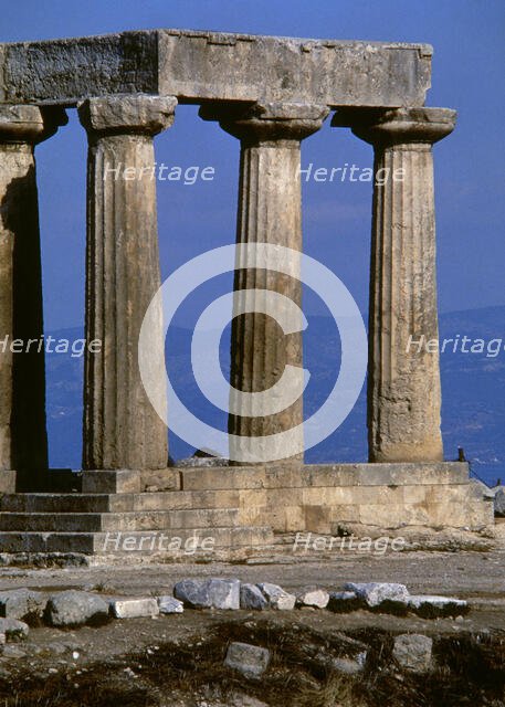 Apollo Temple, Ancient Corinth city, Greece, 540 BC, (2005).  Creator: LTL.