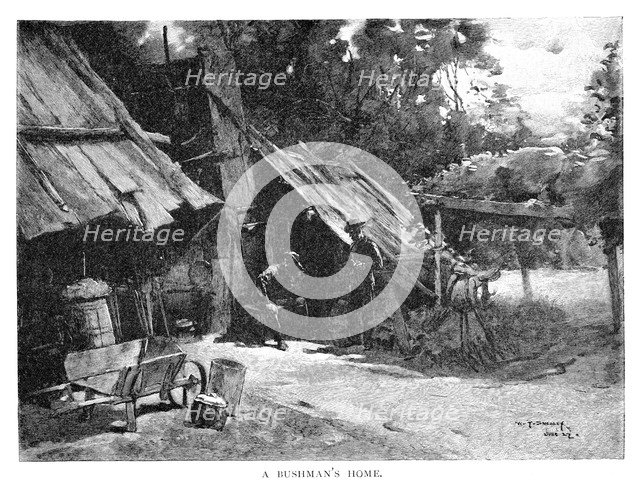 A Bushman's Home, Australia, 1886.Artist: William Thomas Smedley