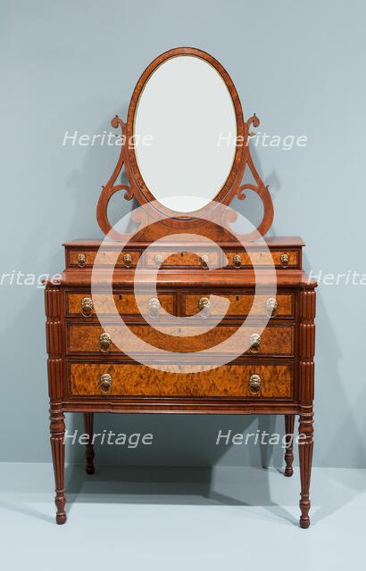 Chest of Drawers with Dressing Glass, c. 1815. Creator: Workshop of Thomas Seymour.
