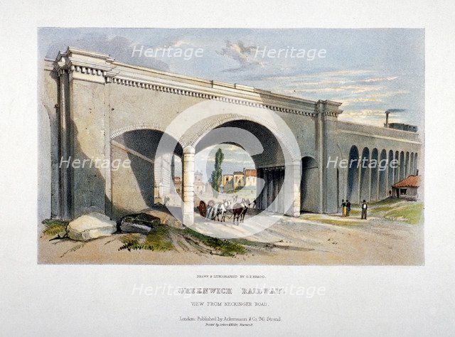 London and Greenwich Railway bridge over the Neckinger Road, Bermondsey, London, 1836.     Artist: GF Bragg