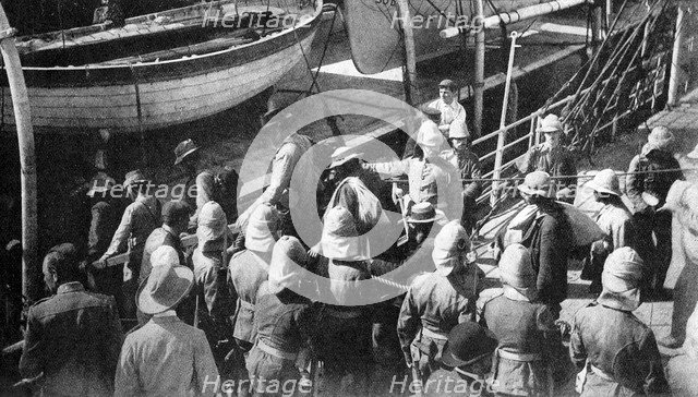 'Cronje's Captive Warriors, the Docks, Paardeberg', South Africa, 1900. Artist: Unknown