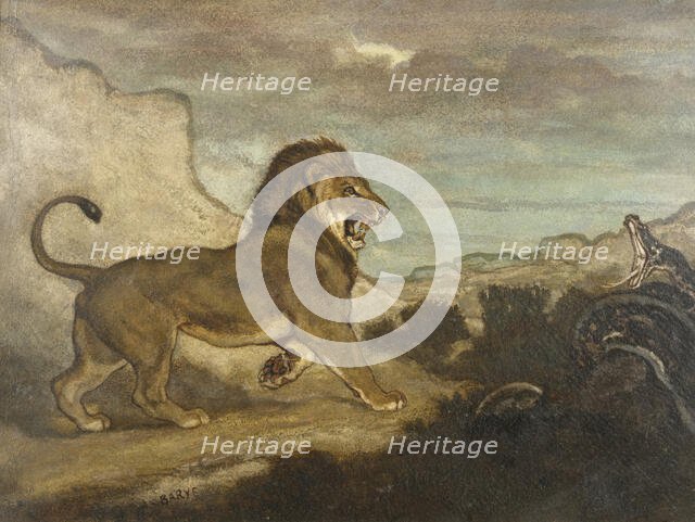 Lion and Python, c1863. Creator: Antoine-Louis Barye.