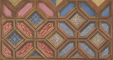 Alternate designs for the decoration of a coffered ceiling, 1840-97. Creators: Jules-Edmond-Charles Lachaise, Eugène-Pierre Gourdet.