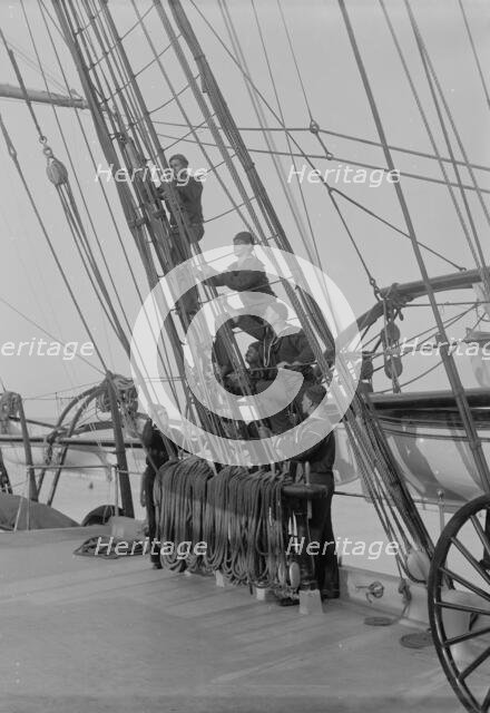 U.S.S. Richmond, "stand by to lay aloft", between 1890 and 1901. Creator: Unknown.